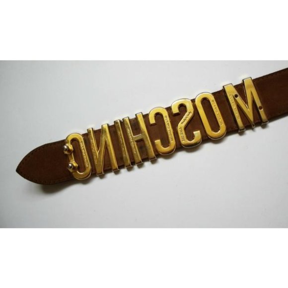 Moschino Brown Leather and Gold Buckle Belt main image 9
